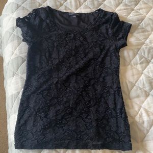 Banana rebuild black lace blouse